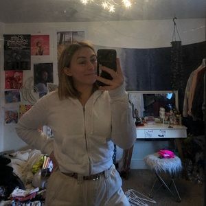 brandy melville white cropped zip up